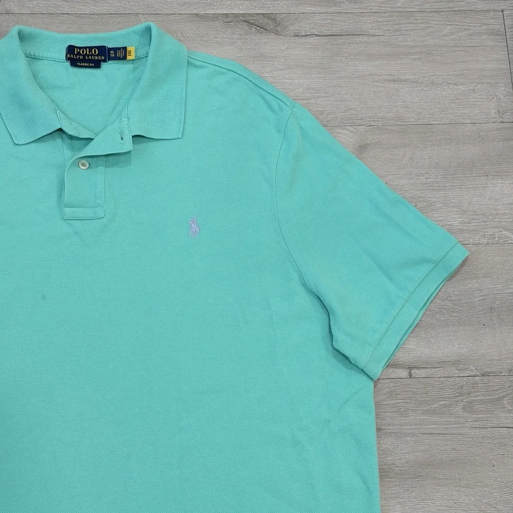 Polo Ralph Lauren Mens XL Polo Shirt Turquoise Aqua Classic Fit Pony Cotton